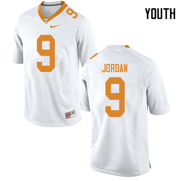Youth #9 Tim Jordan Tennessee Volunteers College Football Jerseys Sale-White